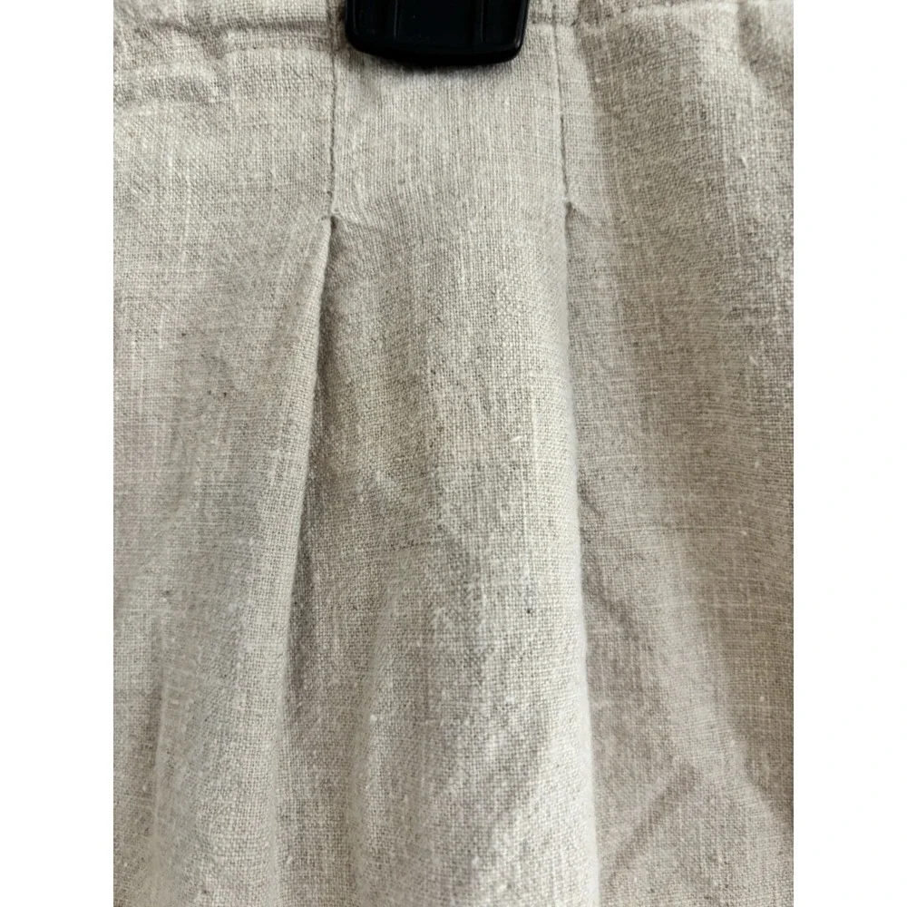 San Simeon Womens Size 10 Linen Blend Beige Wide‎ Leg Pants Pleated Drawstring